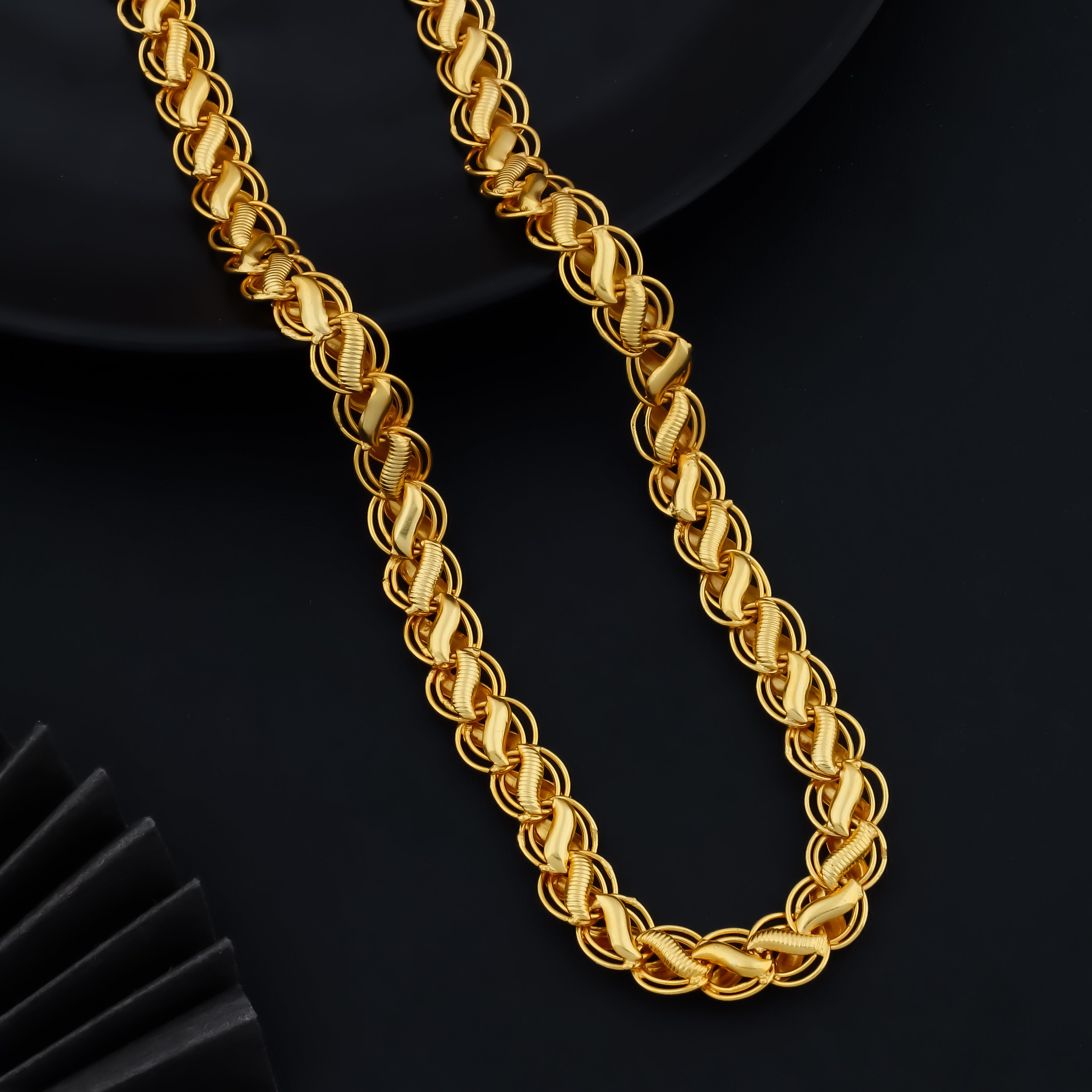 Men’s Premium Gold-Tone Interwoven Chain Necklace | Bold & Powerful Style | VJIPC1043