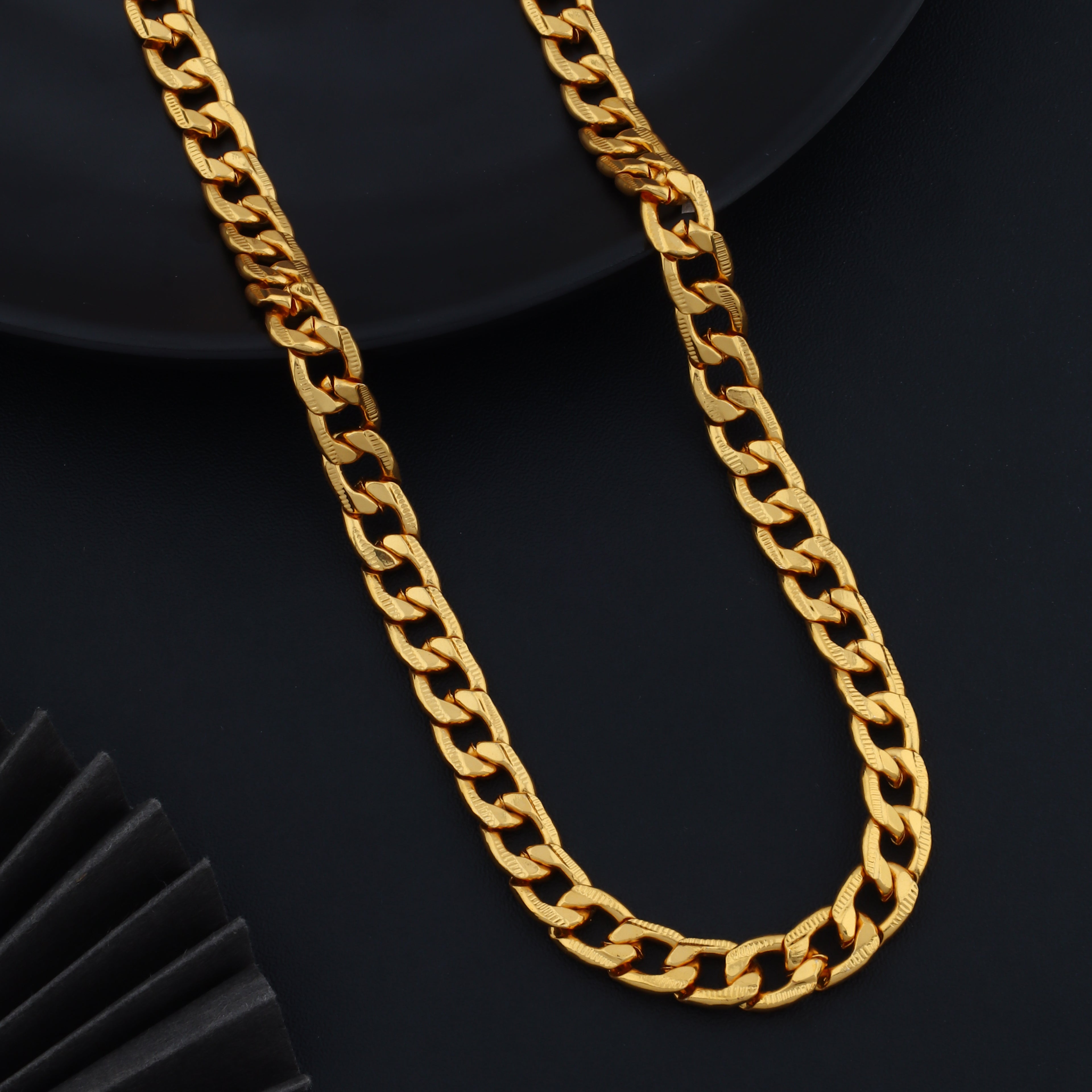 Men’s Premium Gold-Tone Cuban Link Chain Necklace, Stylish Imitation Jewellery for Daily Wear, Party & Street Fashion Accessory | VJIPC1050