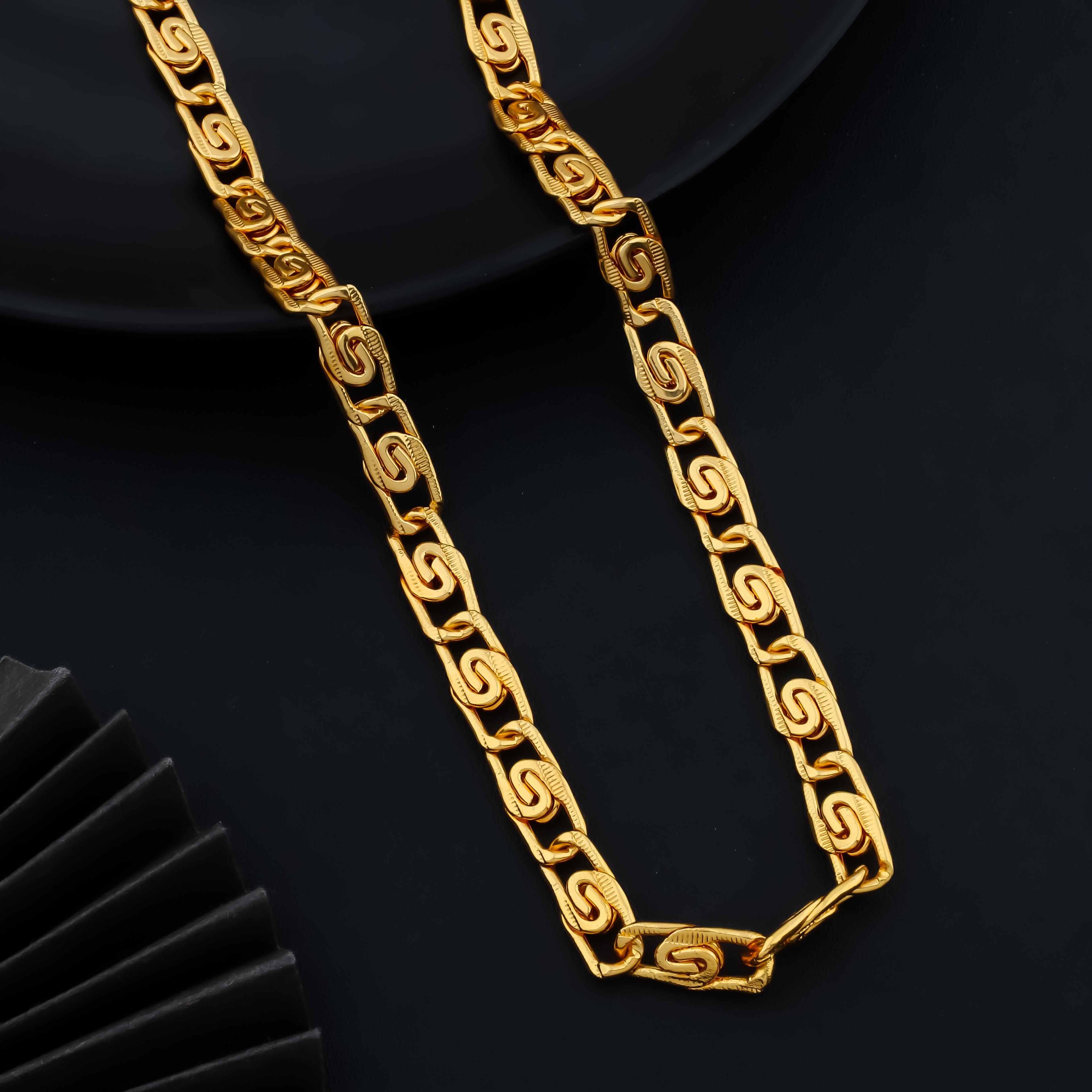 Men’s Gold Look Chain Necklace – Premium Imitation Jewellery, Stylish Daily Wear Chain for Men | VJIPC1061
