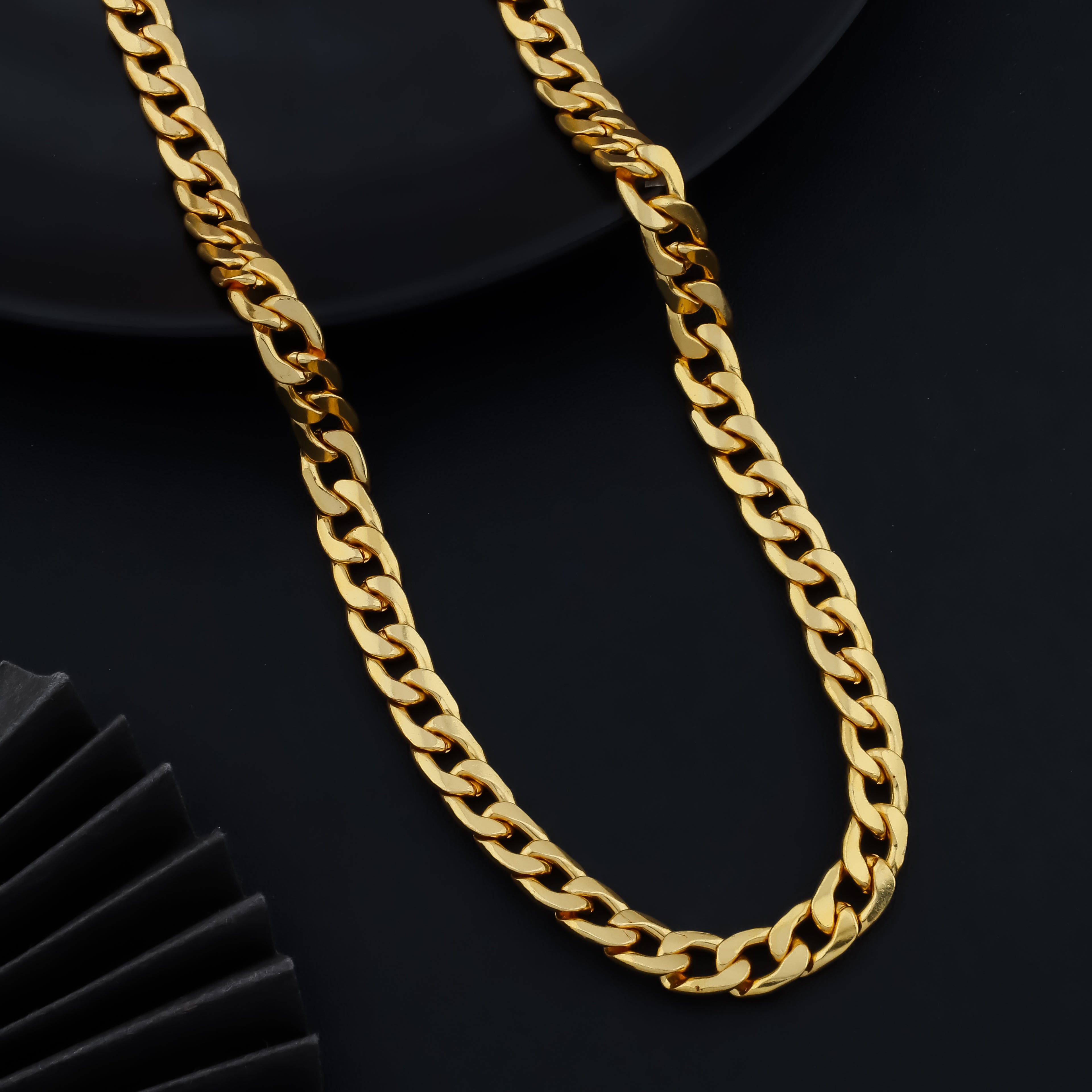 Men’s Premium Gold-Tone Cuban Link Chain Necklace | Stylish Imitation Jewellery for Daily & Party Wear | VJIPC1063