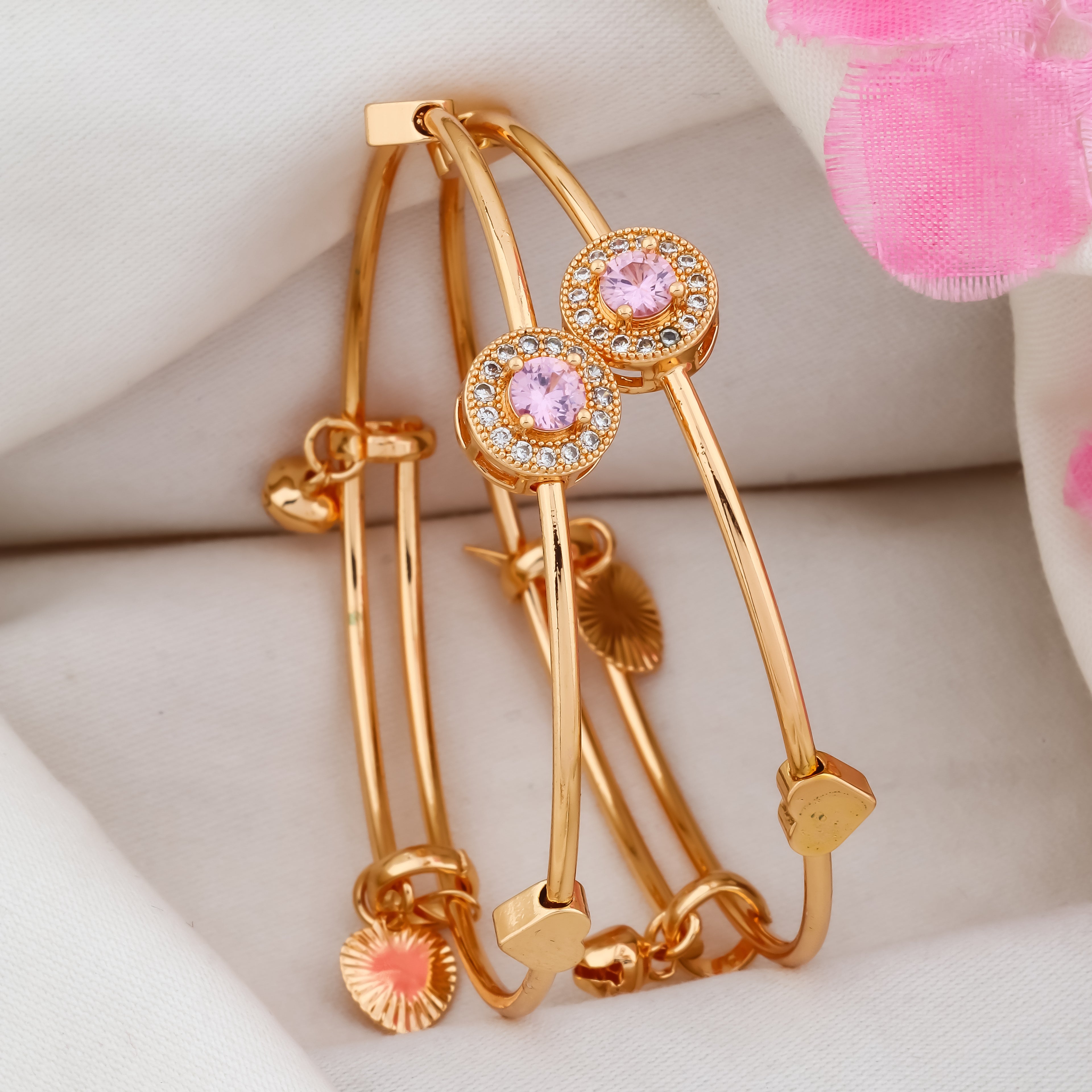 Elegant Gold-Plated Ladies Bracelet with Crystal Stones | Designer Imitation Jewelry for Women | VJIPC1067